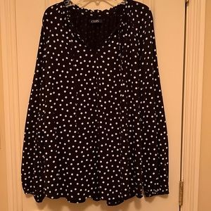 Chaps Black with white dots long sleeve shirt.